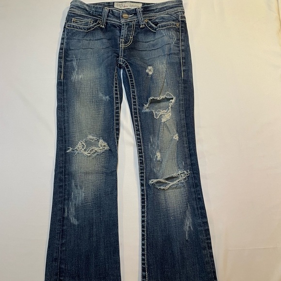 BKE Sabrina Flare Distressed Women's Jeans, 25x33 1/2, Multiple Rips Distress - Picture 7 of 14